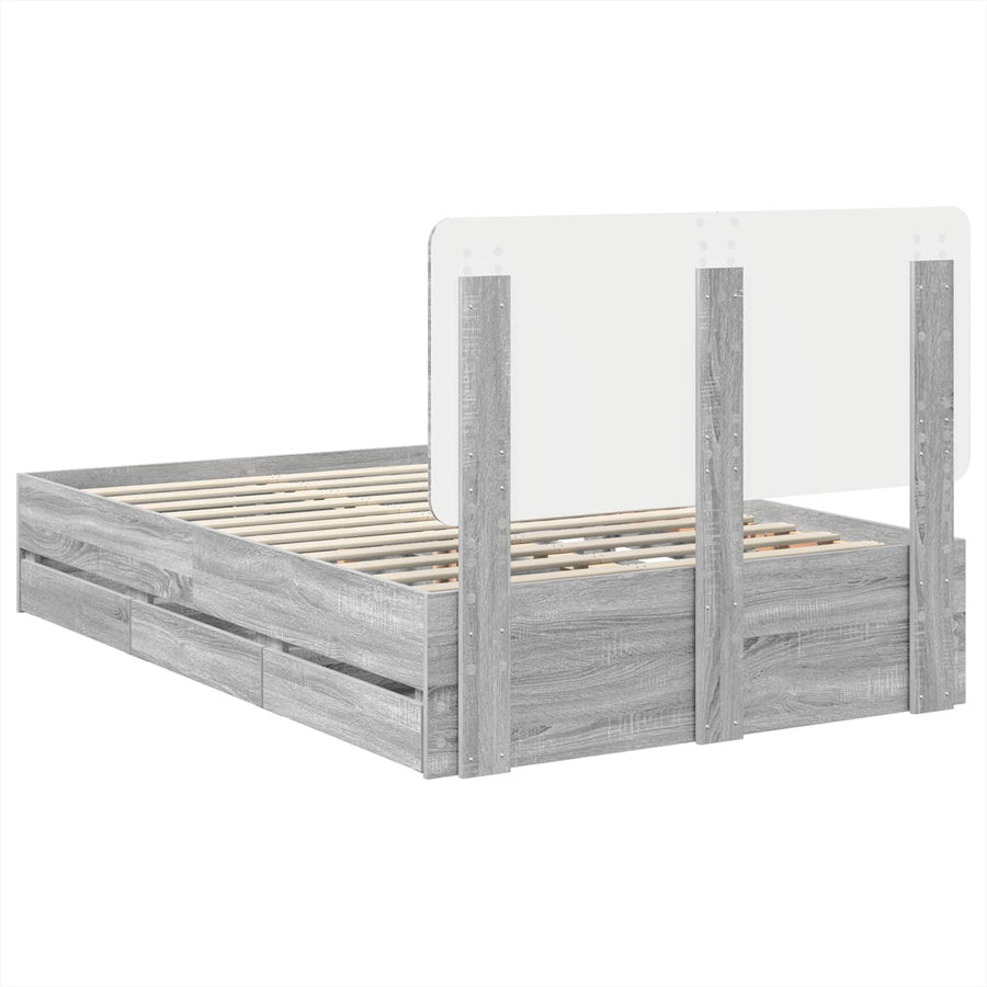 Bedframe met lade Grijs Sonoma 120 x 190 cm Ingenieurshout