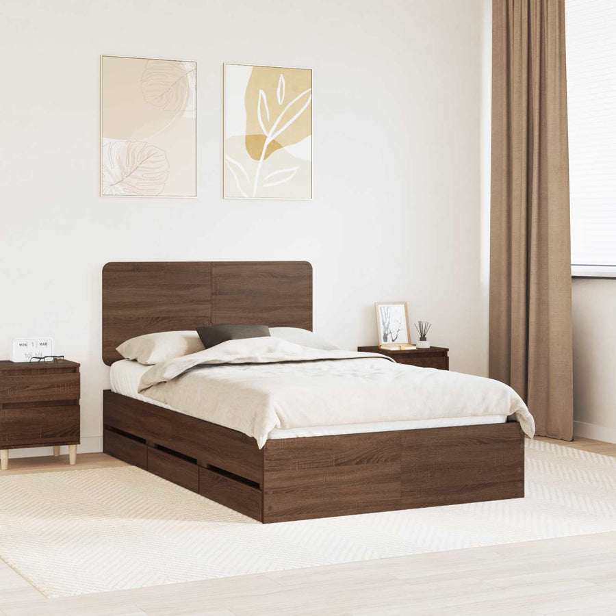 Bedframe met lade Bruin Eiken 120 x 190 cm Ingenieurshout