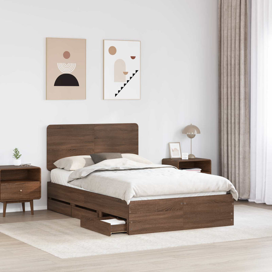 Bedframe met lade Bruin Eiken 120 x 190 cm Ingenieurshout