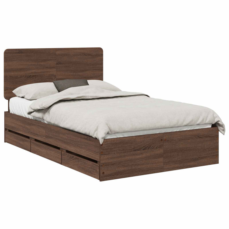 Bedframe met lade Bruin Eiken 120 x 190 cm Ingenieurshout