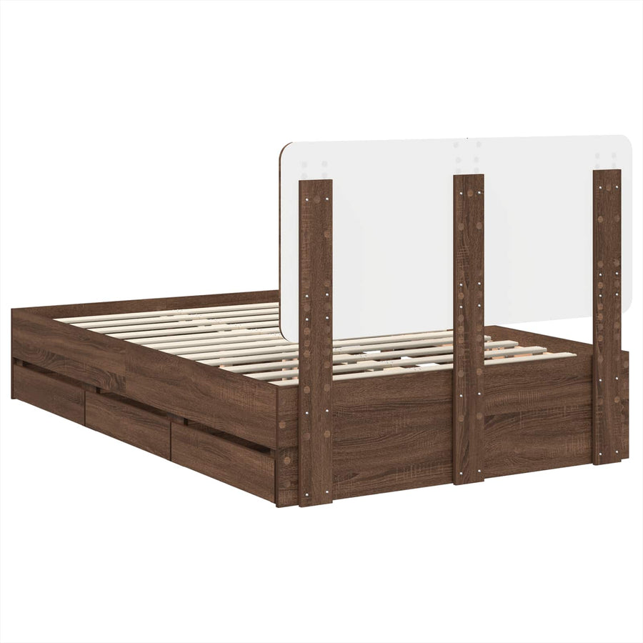 Bedframe met lade Bruin Eiken 120 x 190 cm Ingenieurshout