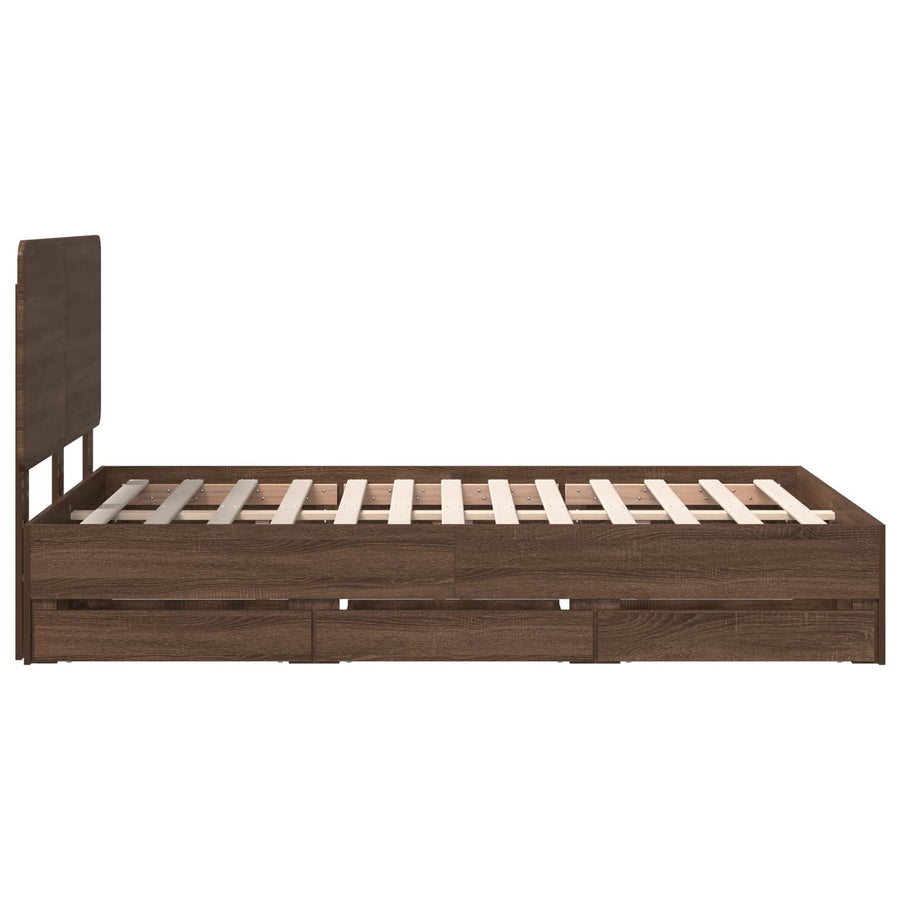 Bedframe met lade Bruin Eiken 120 x 190 cm Ingenieurshout
