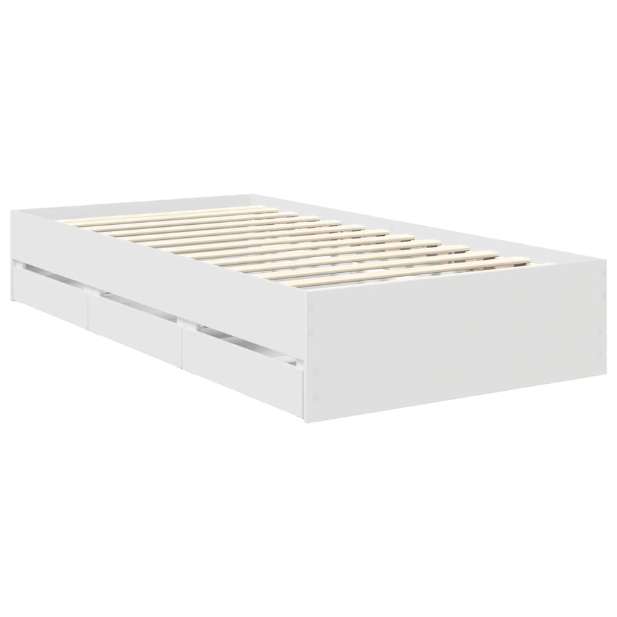 Bedframe met lade met opslag Wit 100 x 200 cm Ingenieurshout