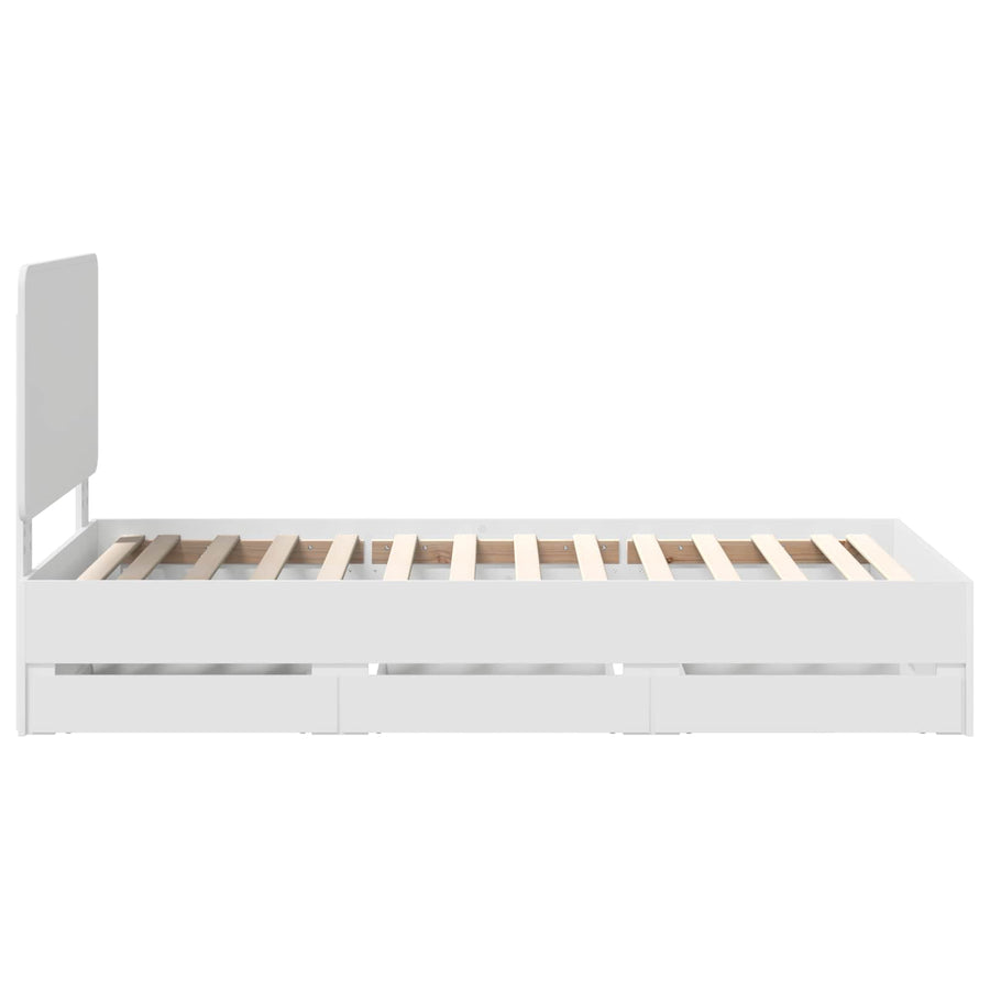 Bedframe met lade met opslag Wit 100 x 200 cm Ingenieurshout