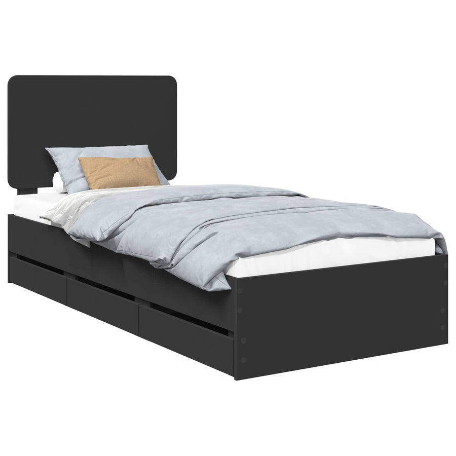 Bedframe met lade met opslag Zwart 100 x 200 cm Ingenieurshout