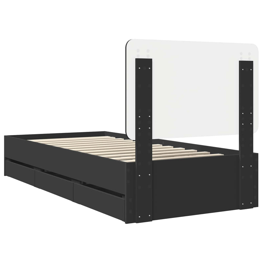 Bedframe met lade met opslag Zwart 100 x 200 cm Ingenieurshout