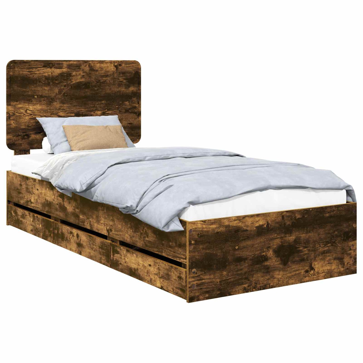 Bedframe met lade Gerookt eiken 100 x 200 cm Ingenieurshout
