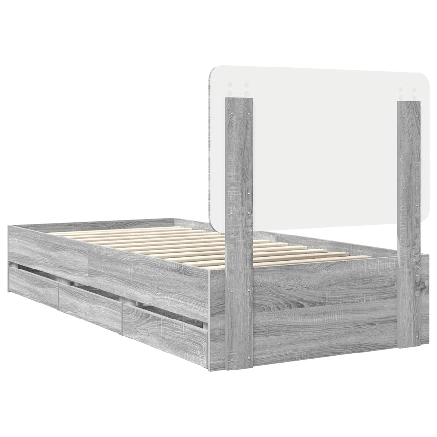 Bedframe met lade Grijs Sonoma 100 x 200 cm Ingenieurshout