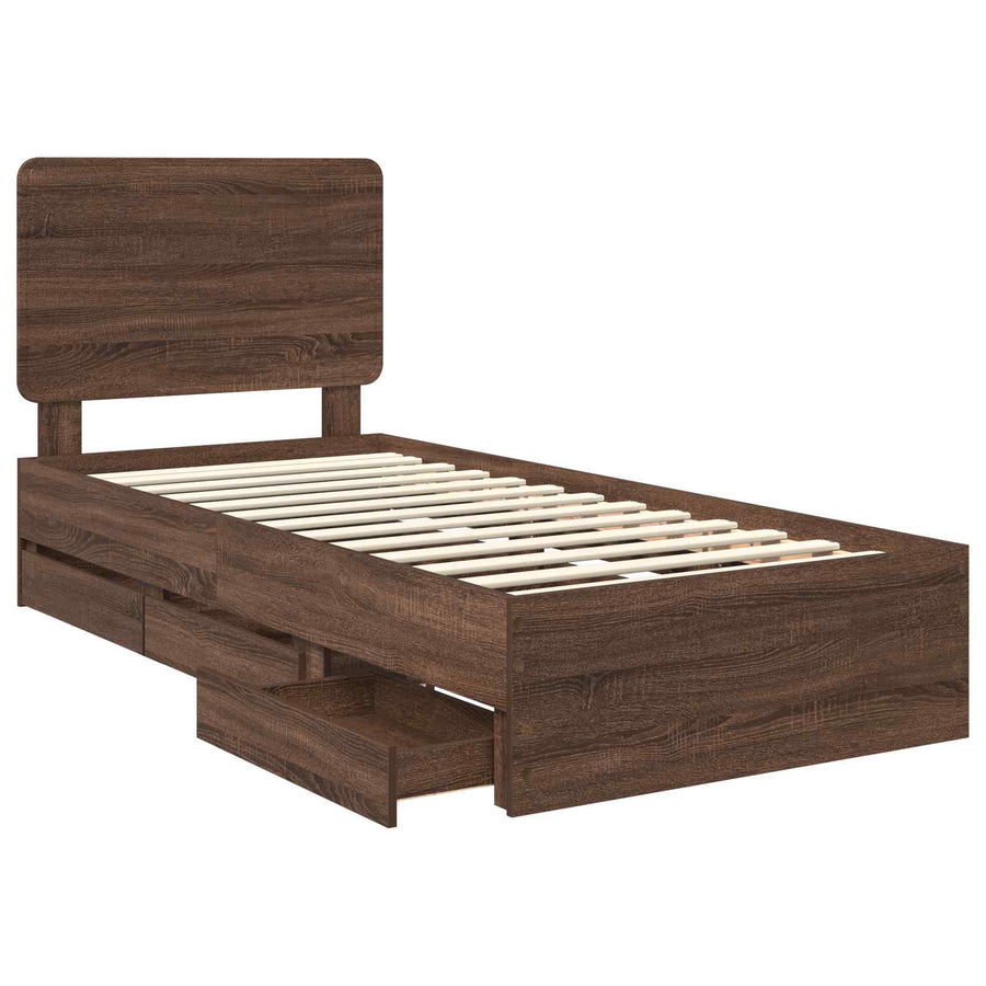 Bedframe met lade Bruin Eiken 100 x 200 cm Ingenieurshout