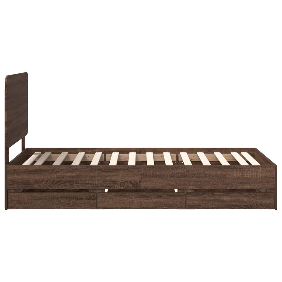 Bedframe met lade Bruin Eiken 100 x 200 cm Ingenieurshout