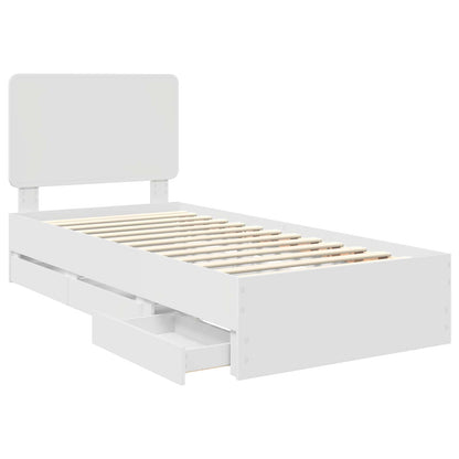 Bedframe met lade met hoofdeinde Wit 90 x 200 cm Ingenieurshout