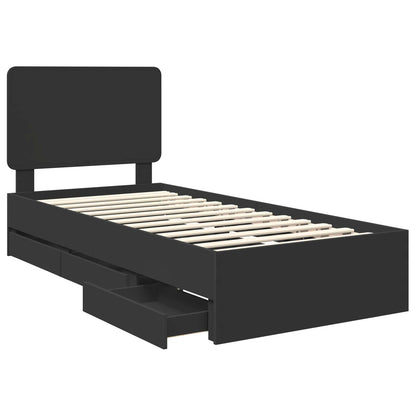 Bedframe met lade met opslag Zwart 90 x 200 cm Ingenieurshout