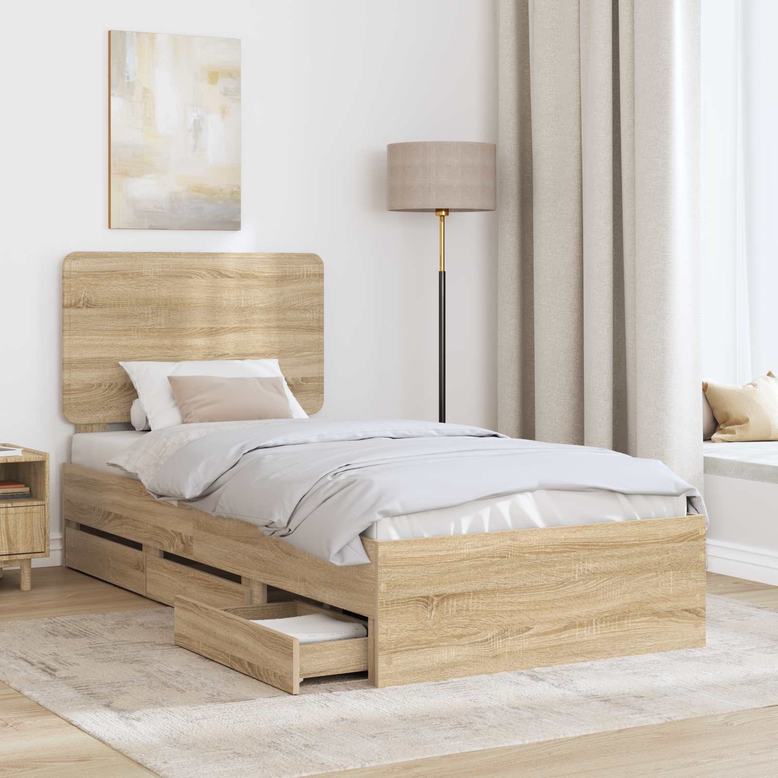 Bedframe met lade Sonoma Eiken 90 x 200 cm Ingenieurshout