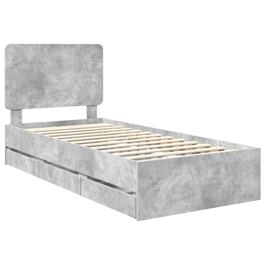 Bedframe met lade Beton Grijs 90 x 200 cm Ingenieurshout