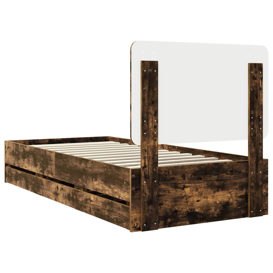 Bedframe met lade Gerookt eiken 90 x 200 cm Ingenieurshout