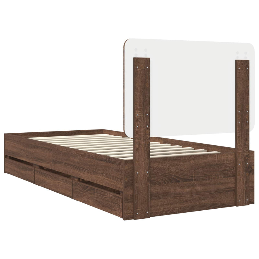 Bedframe met lade Bruin Eiken 90 x 200 cm Ingenieurshout