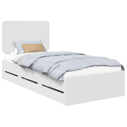 Bedframe met lade met hoofdeinde Wit 90 x 190 cm Ingenieurshout