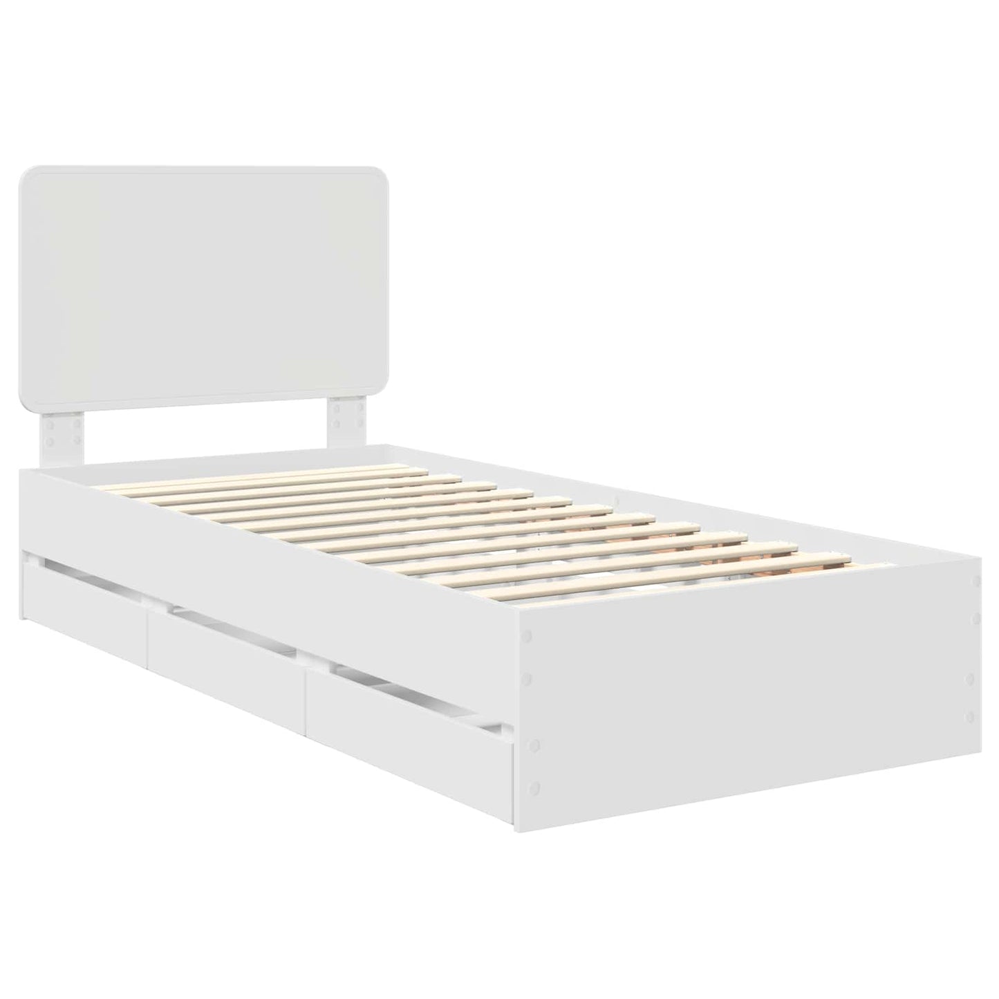 Bedframe met lade met hoofdeinde Wit 90 x 190 cm Ingenieurshout