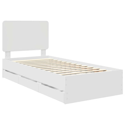 Bedframe met lade met hoofdeinde Wit 90 x 190 cm Ingenieurshout