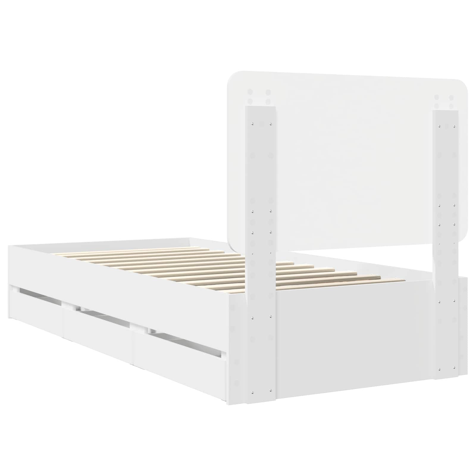 Bedframe met lade met hoofdeinde Wit 90 x 190 cm Ingenieurshout