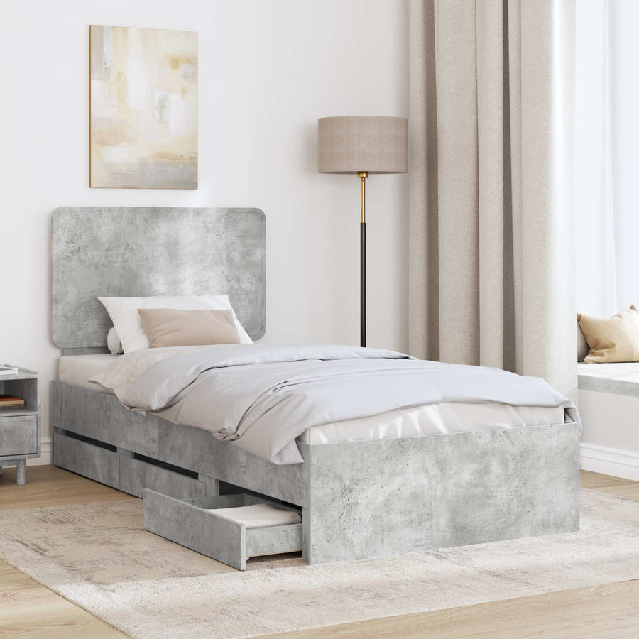 Bedframe met lade Beton Grijs 90 x 190 cm Ingenieurshout