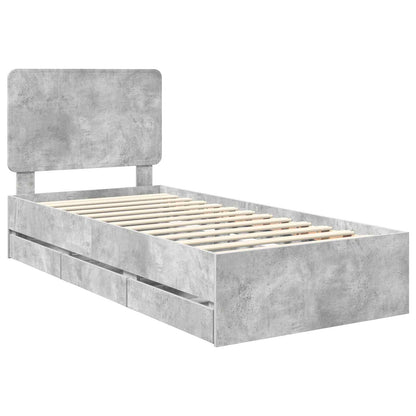 Bedframe met lade Beton Grijs 90 x 190 cm Ingenieurshout