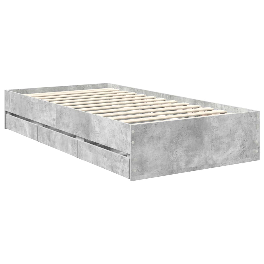 Bedframe met lade Beton Grijs 90 x 190 cm Ingenieurshout