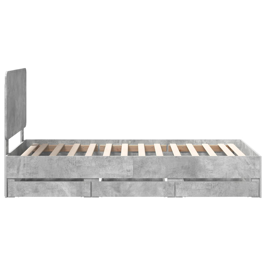 Bedframe met lade Beton Grijs 90 x 190 cm Ingenieurshout
