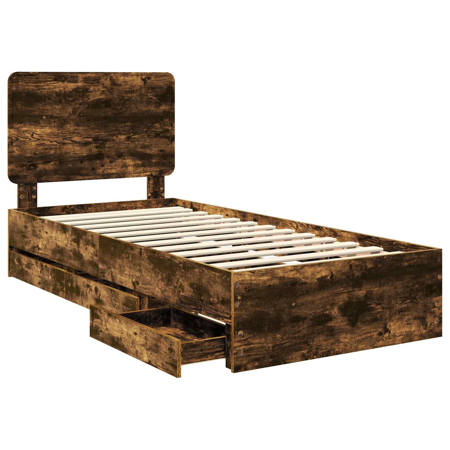 Bedframe met lade Gerookt eiken 90 x 190 cm Ingenieurshout