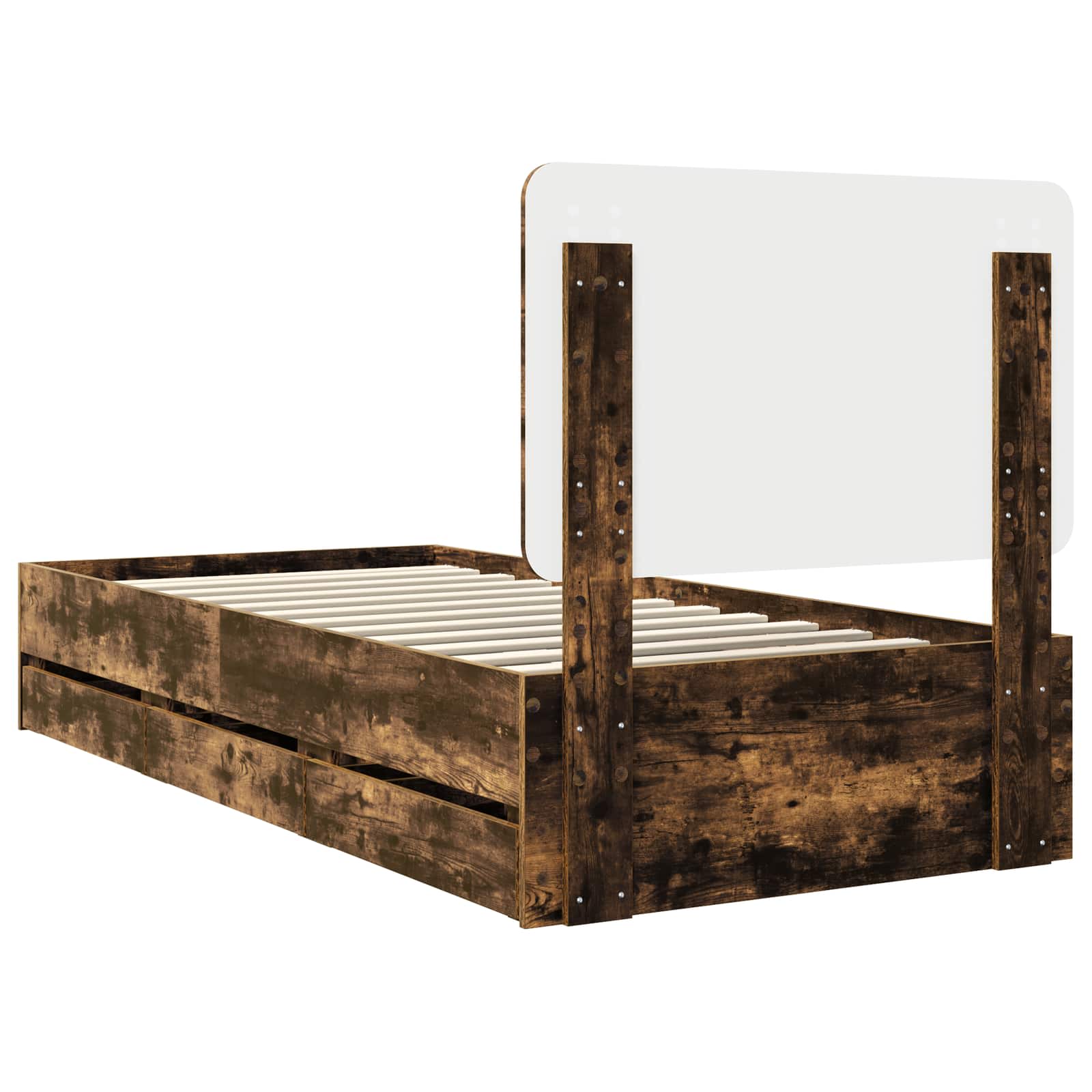Bedframe met lade Gerookt eiken 90 x 190 cm Ingenieurshout