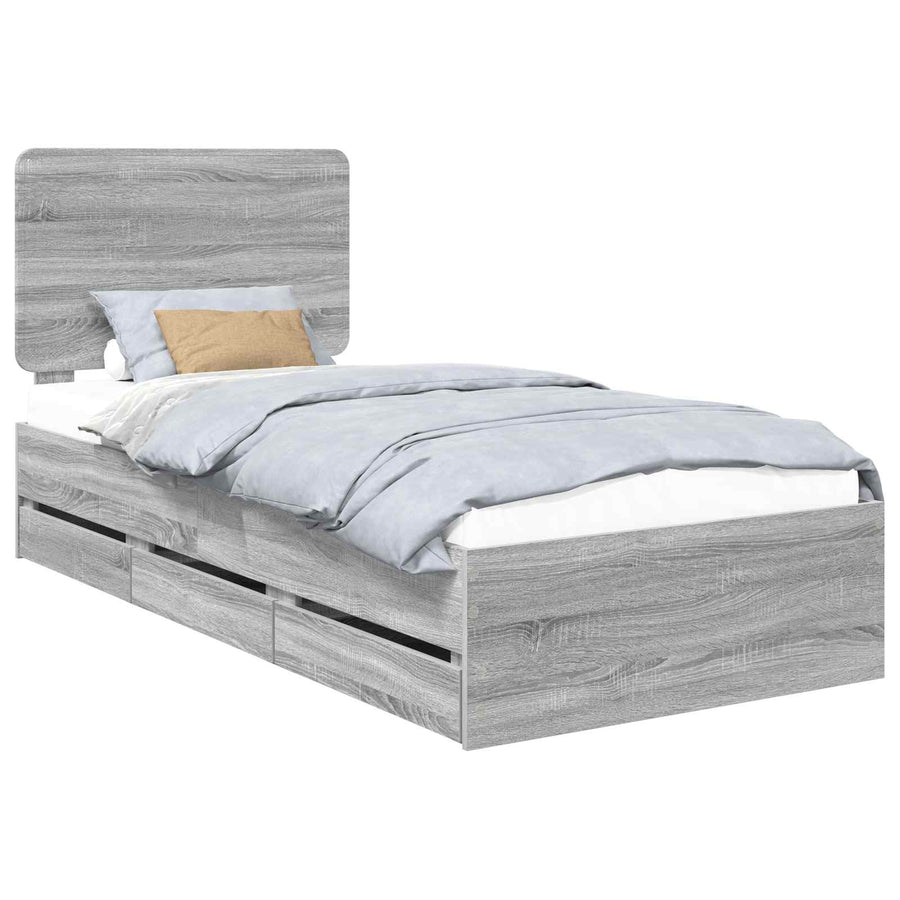 Bedframe met lade Grijs Sonoma 90 x 190 cm Ingenieurshout