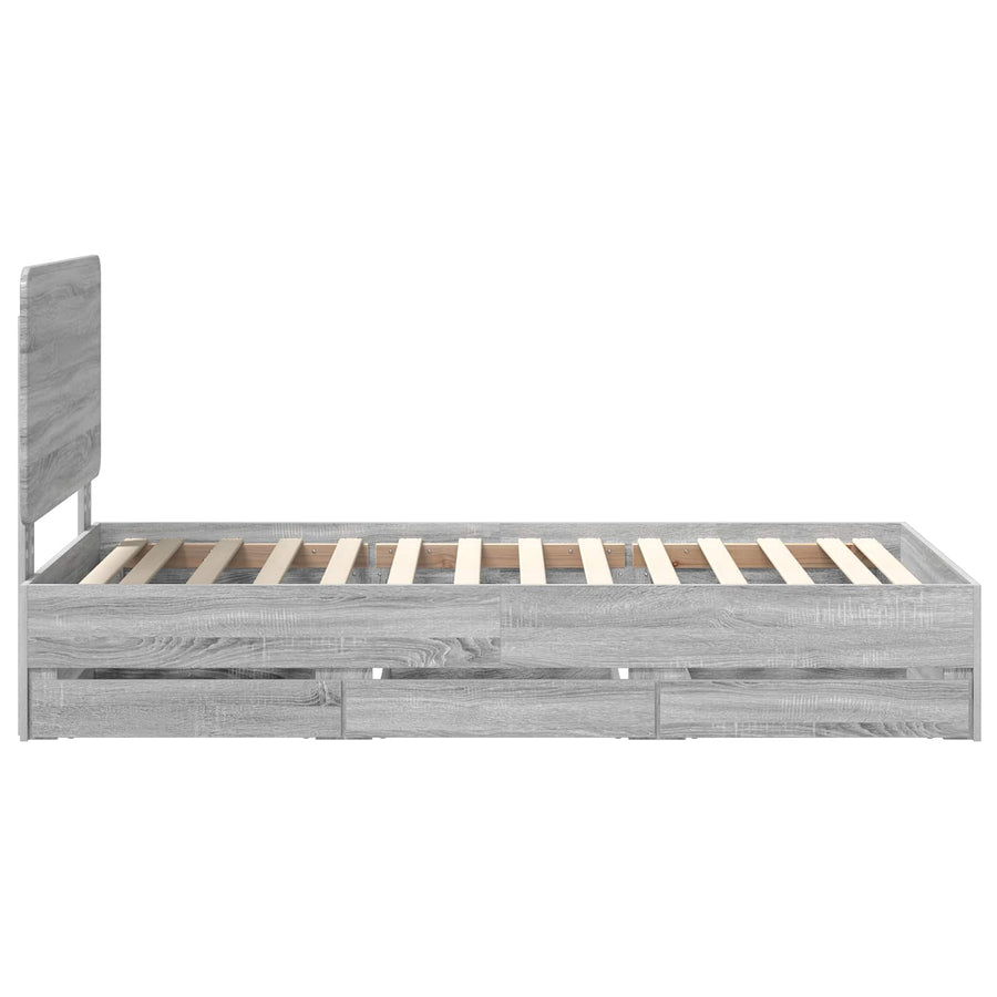 Bedframe met lade Grijs Sonoma 90 x 190 cm Ingenieurshout