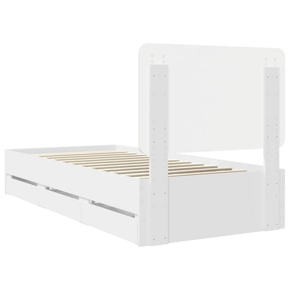 Bedframe met lade met hoofdeinde Wit 75 x 190 cm Ingenieurshout
