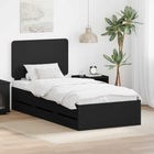 Bed Frame with Storage Drawer Black 75 x 190 cm Engineered Wood