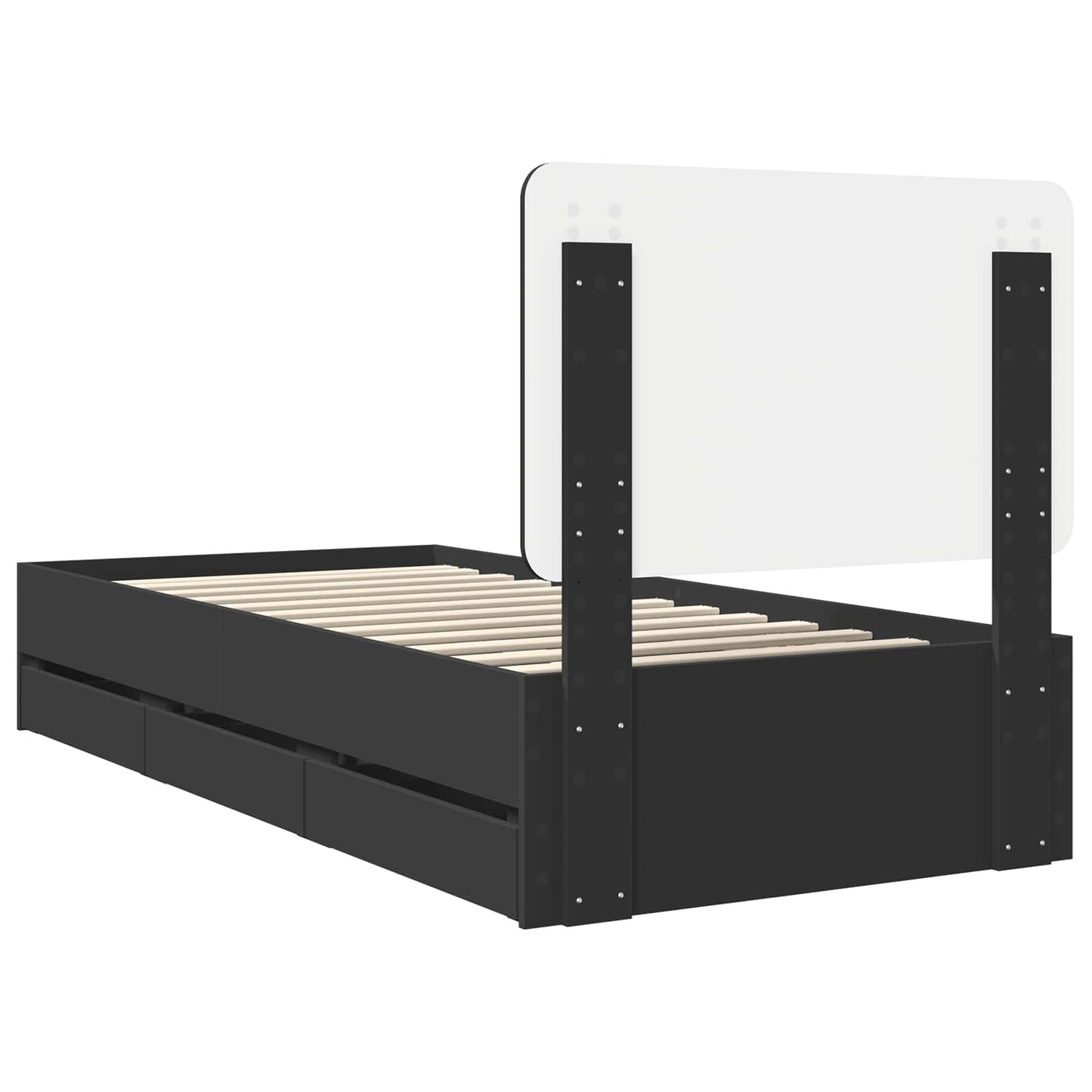 Bedframe met lade met opslag Zwart 75 x 190 cm Ingenieurshout