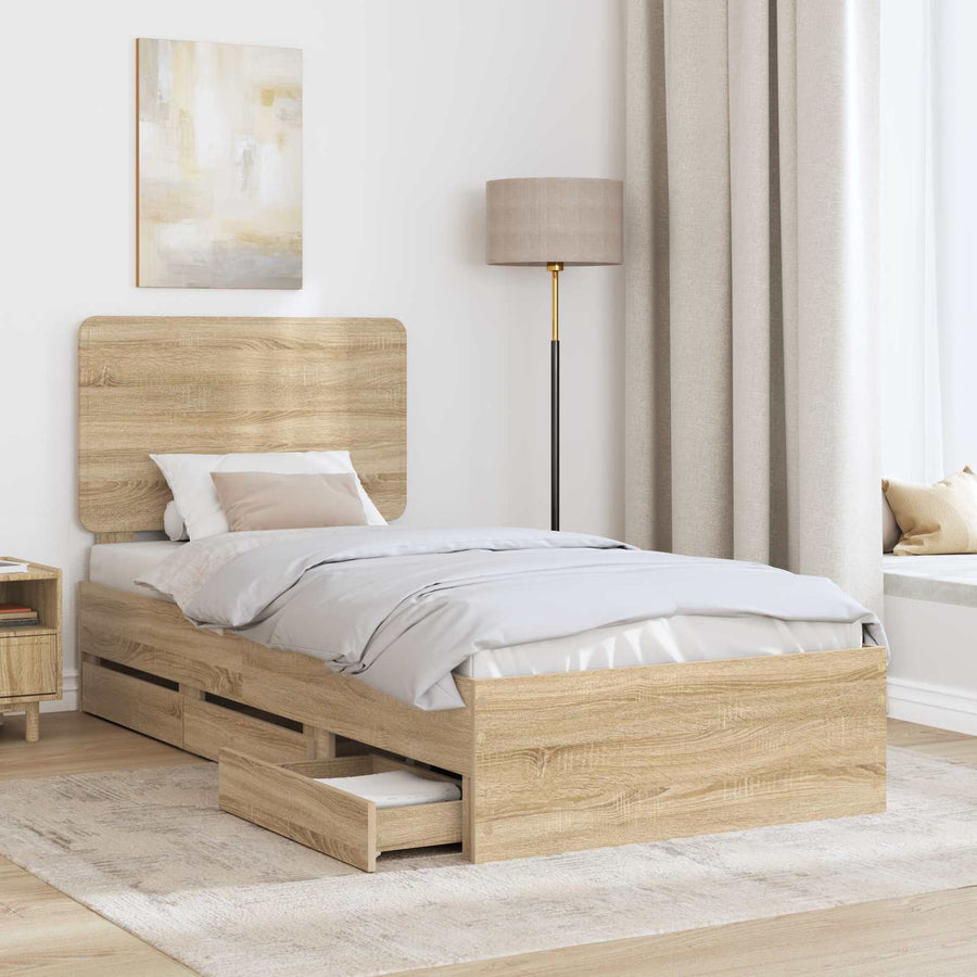 Bedframe met lade Sonoma Eiken 75 x 190 cm Ingenieurshout