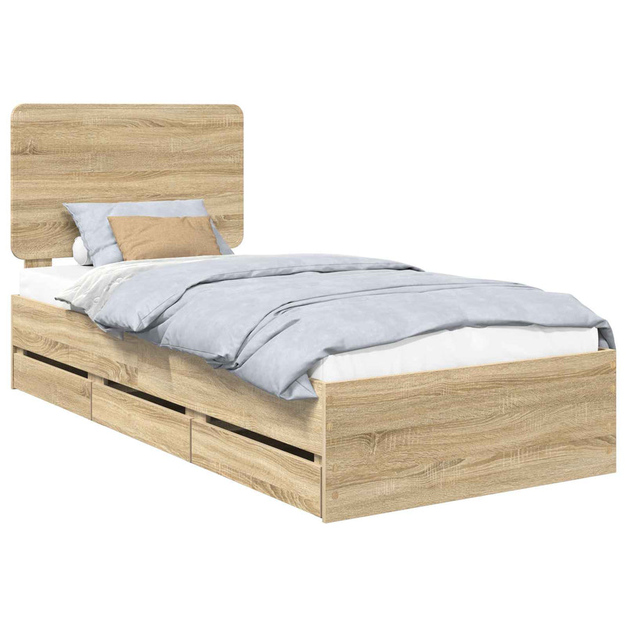 Bedframe met lade Sonoma Eiken 75 x 190 cm Ingenieurshout