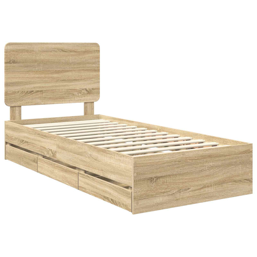 Bedframe met lade Sonoma Eiken 75 x 190 cm Ingenieurshout