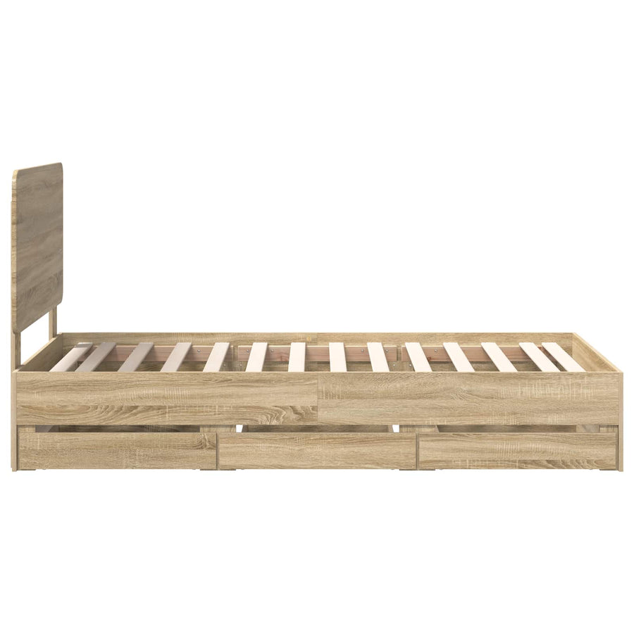 Bedframe met lade Sonoma Eiken 75 x 190 cm Ingenieurshout