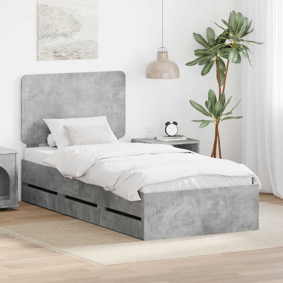 Bedframe met lade Beton Grijs 75 x 190 cm Ingenieurshout