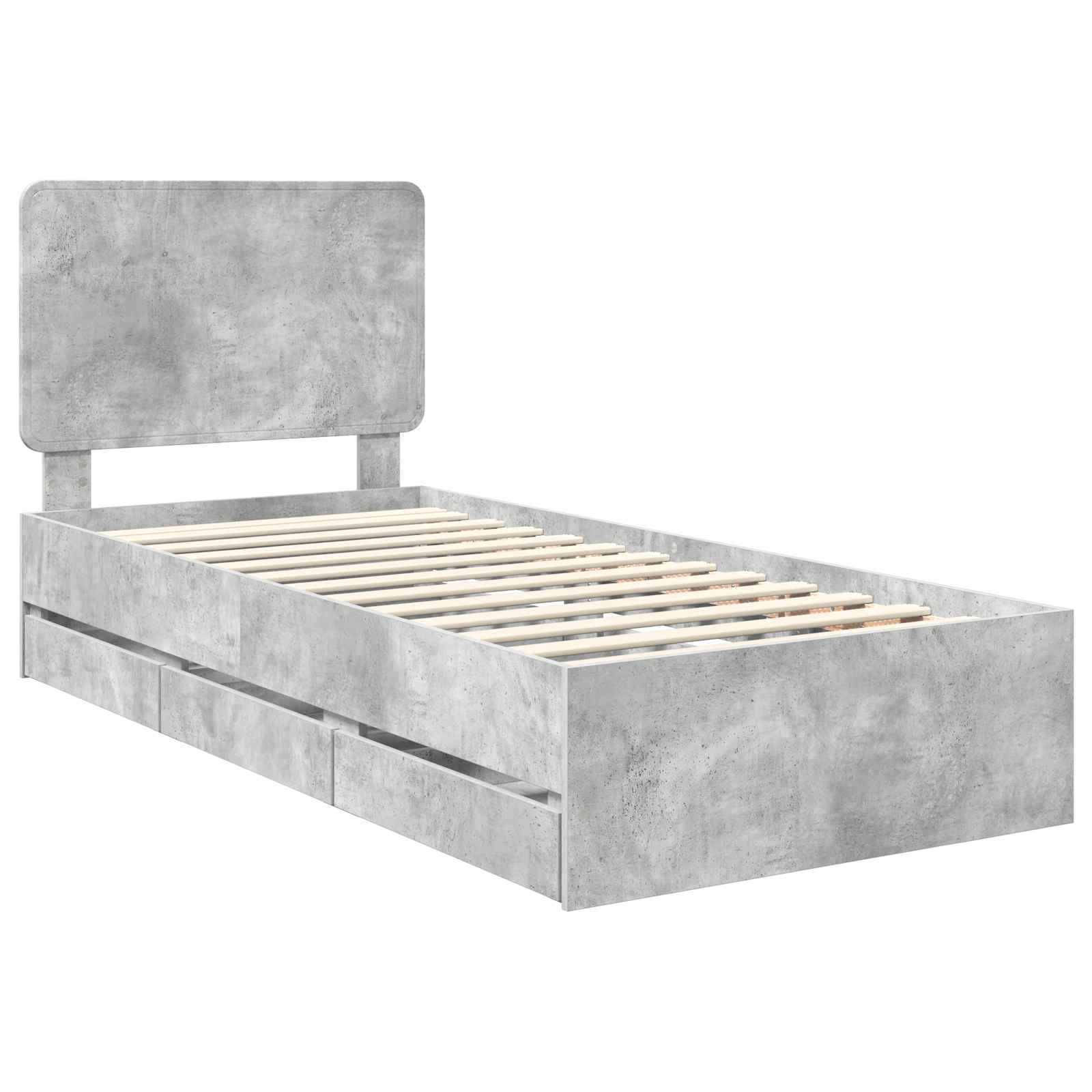 Bedframe met lade Beton Grijs 75 x 190 cm Ingenieurshout