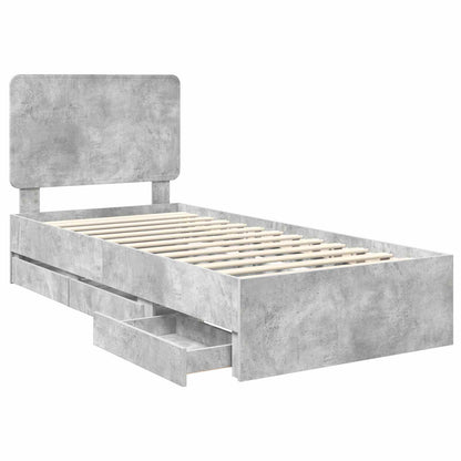 Bedframe met lade Beton Grijs 75 x 190 cm Ingenieurshout