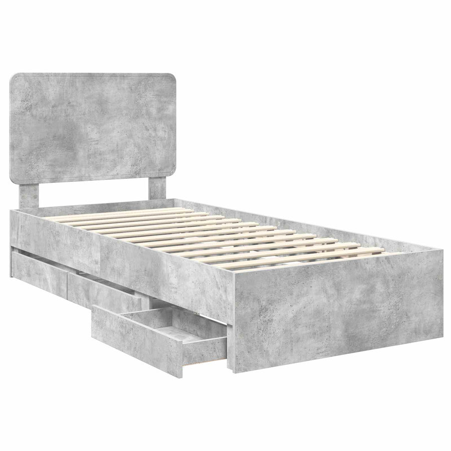 Bedframe met lade Beton Grijs 75 x 190 cm Ingenieurshout