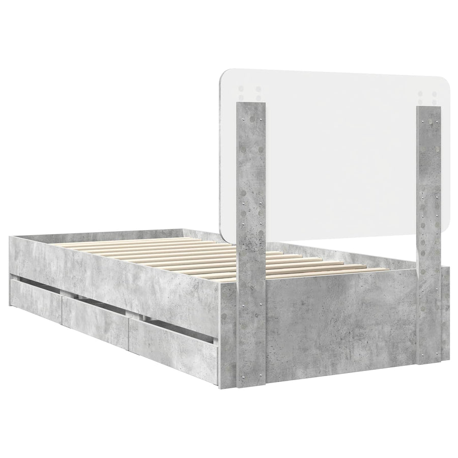 Bedframe met lade Beton Grijs 75 x 190 cm Ingenieurshout