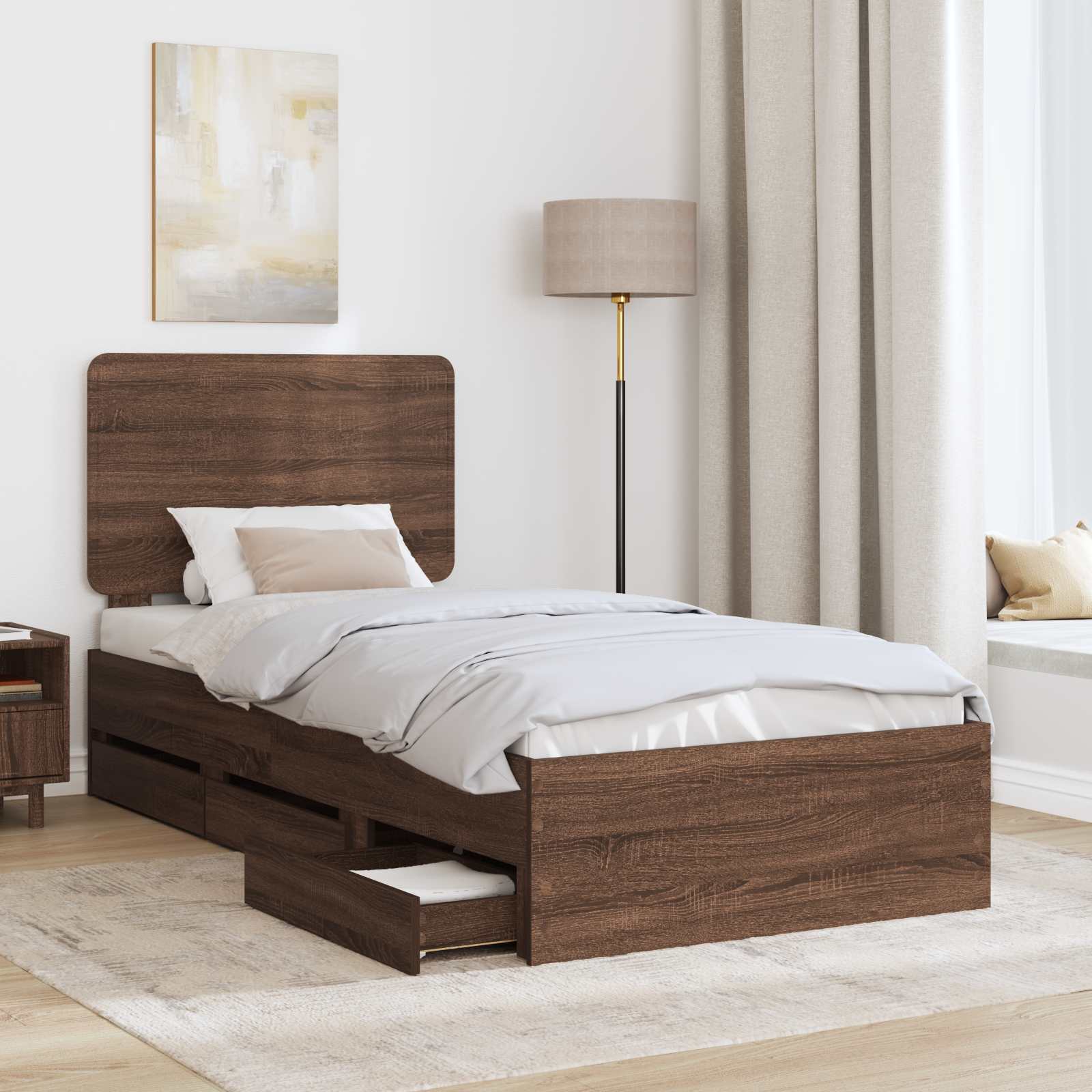 Bedframe met lade Bruin Eiken 75 x 190 cm Ingenieurshout