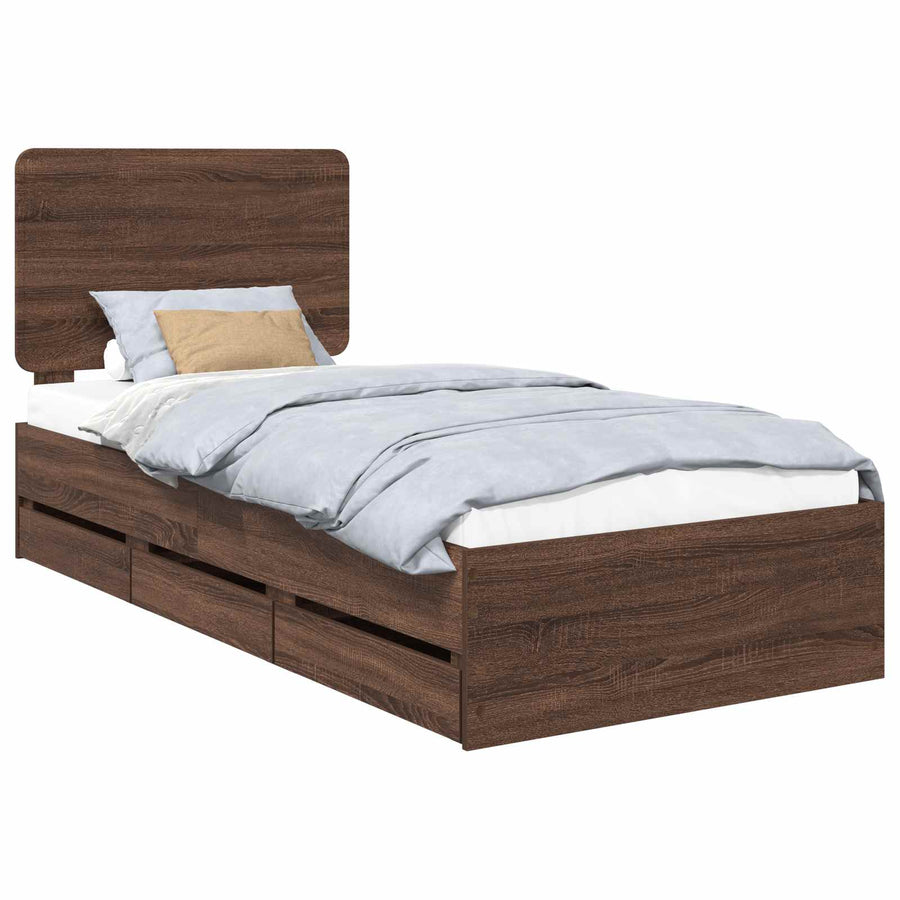 Bedframe met lade Bruin Eiken 75 x 190 cm Ingenieurshout