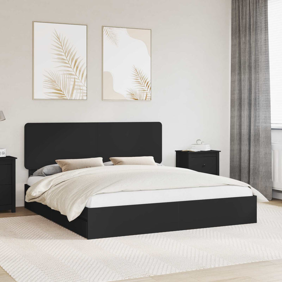 Bedframe met lade met opslag Zwart 200 x 200 cm Bewerkt hout