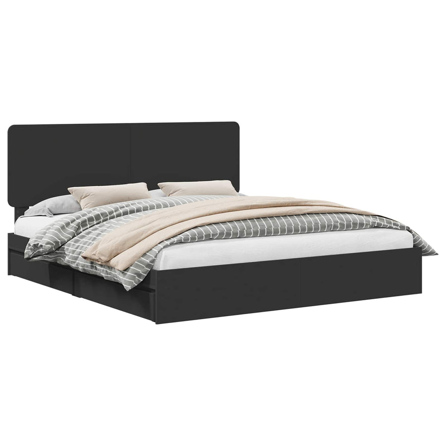 Bedframe met lade met opslag Zwart 200 x 200 cm Bewerkt hout