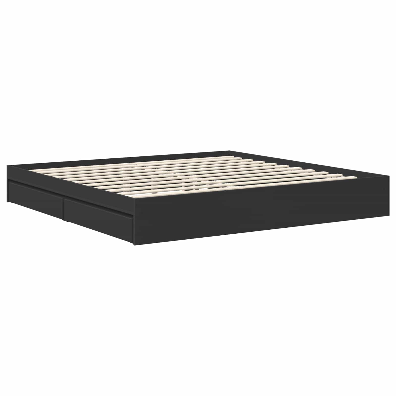 Bedframe met lade met opslag Zwart 200 x 200 cm Bewerkt hout