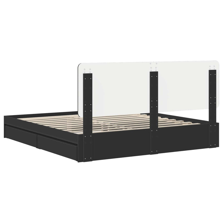 Bedframe met lade met opslag Zwart 200 x 200 cm Bewerkt hout